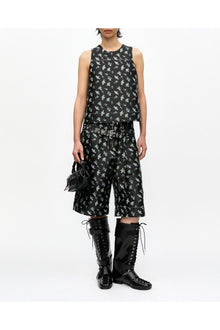 Floral Jacquard Sleeveless Top | Black