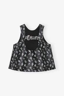 Floral Jacquard Sleeveless Top | Black