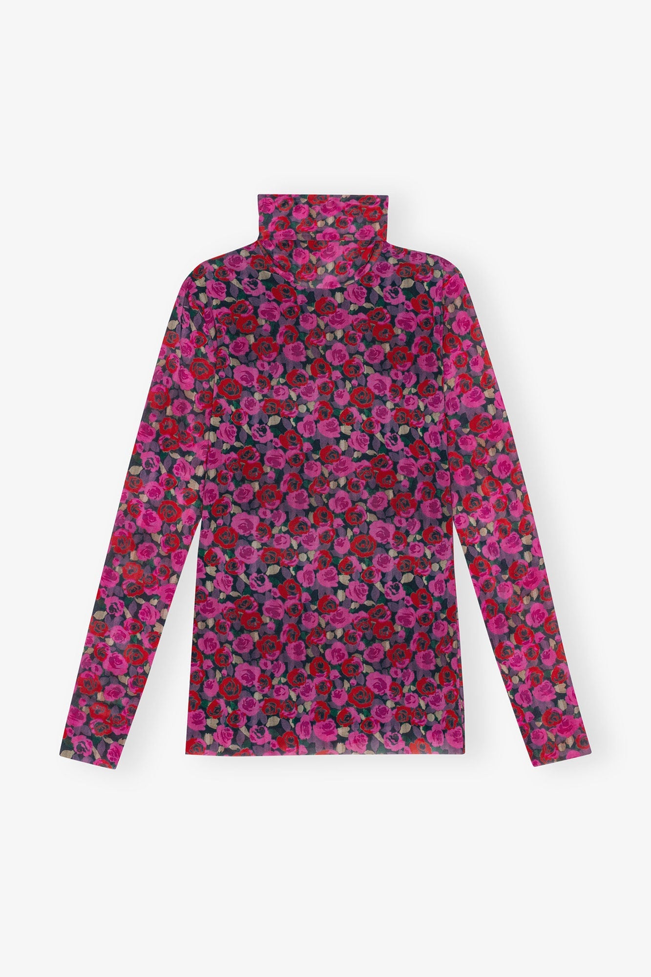 Floral Mesh Long sleeve Roll Neck Blouse | Fiji Flower