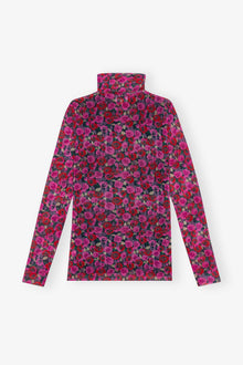 Floral Mesh Long sleeve Roll Neck Blouse | Fiji Flower