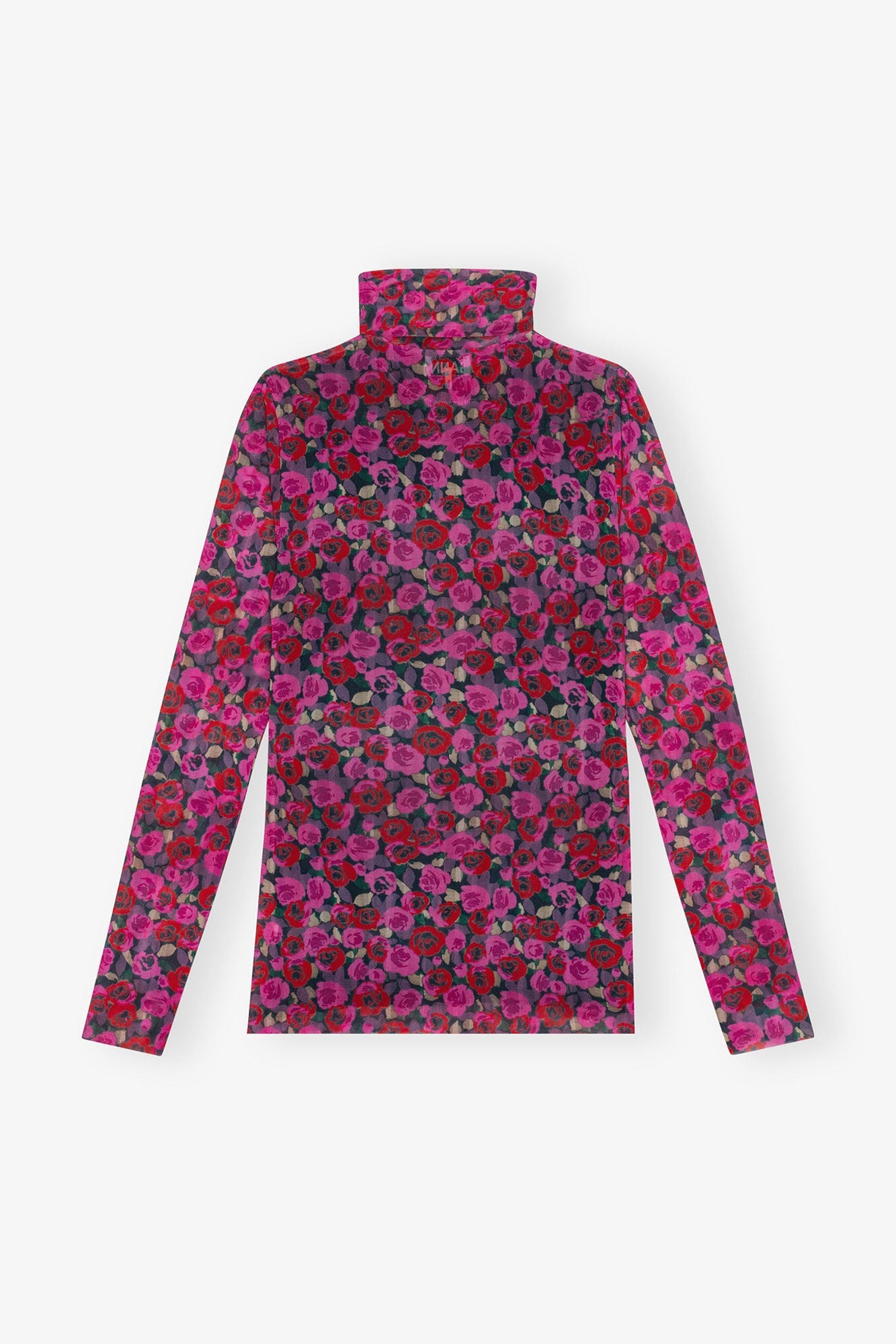 Floral Mesh Long sleeve Roll Neck Blouse | Fiji Flower