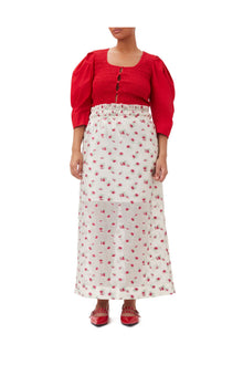 Floral Organza Jacquard Long Elasticated Skirt | Tofu