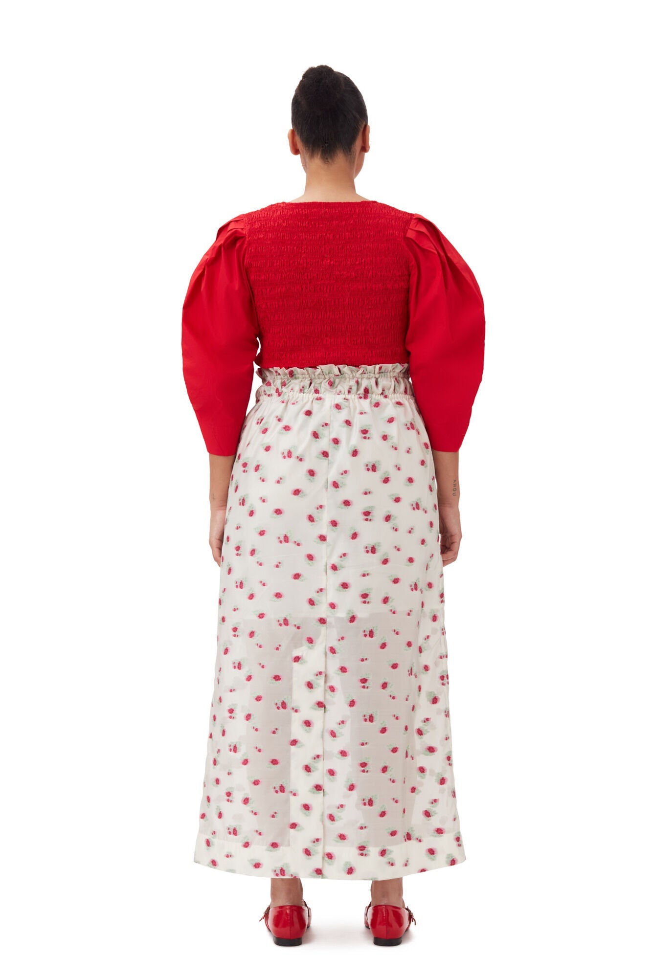Floral Organza Jacquard Long Elasticated Skirt | Tofu