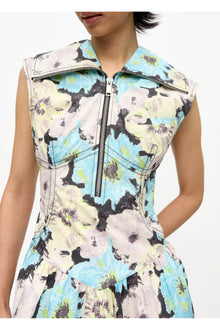 Floral Printed Cotton Mini Dress | Multicolour