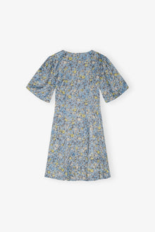 Floral Printed Crinkled Satin Mini Wrap Dress | Dusty Blue