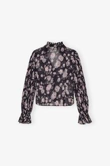 Floral Printed Pleated Georgette Blouse | Phantom