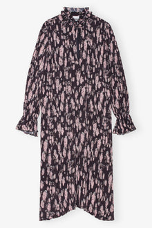 Floral Printed Pleated Georgette Midi Dress | Phantom