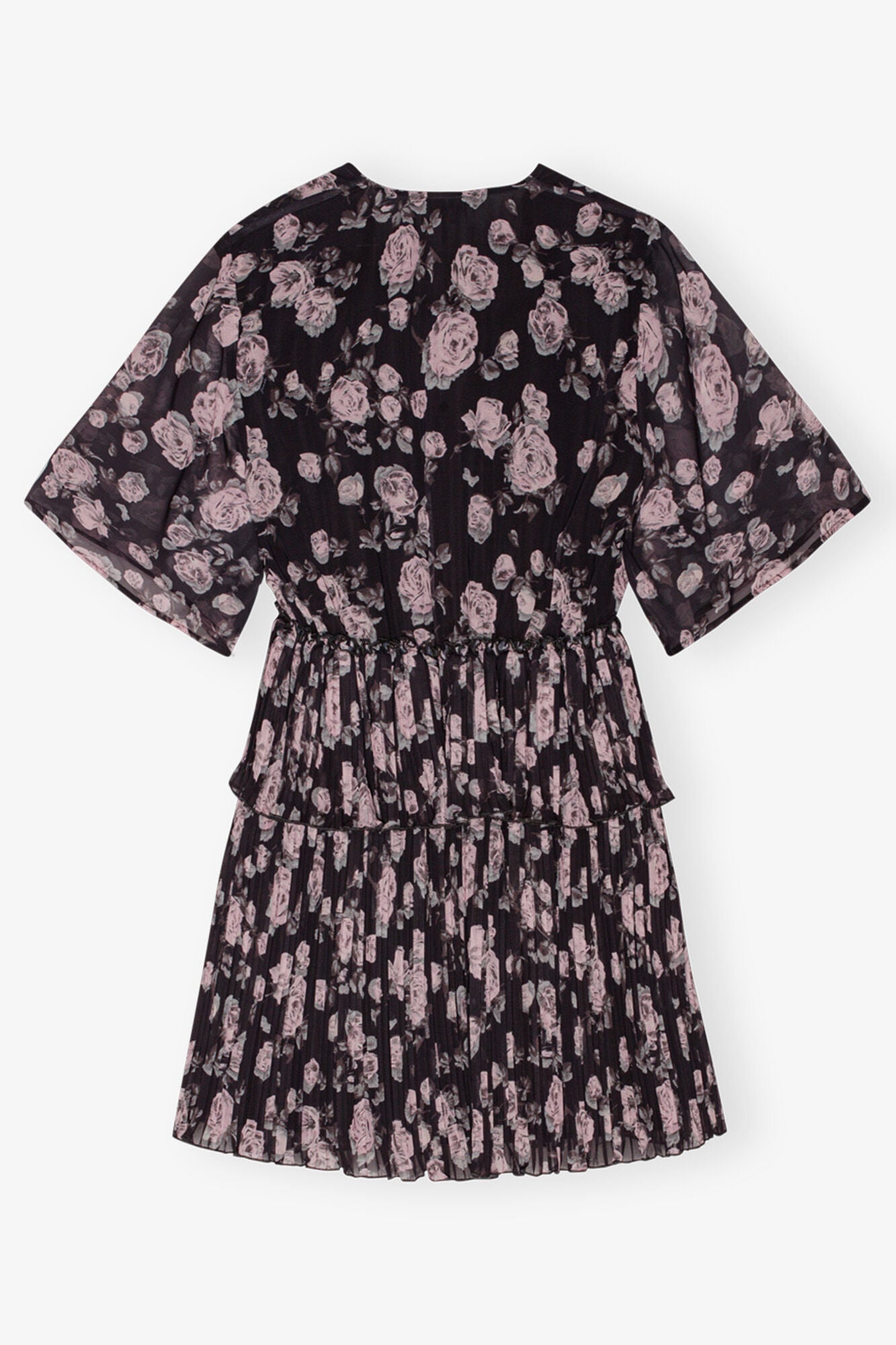 Floral Printed Pleated Georgette Mini Dress | Phantom