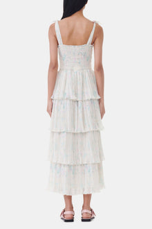 Floral Printed Pleated Georgette Strap Smock Midi Dress | Tofu