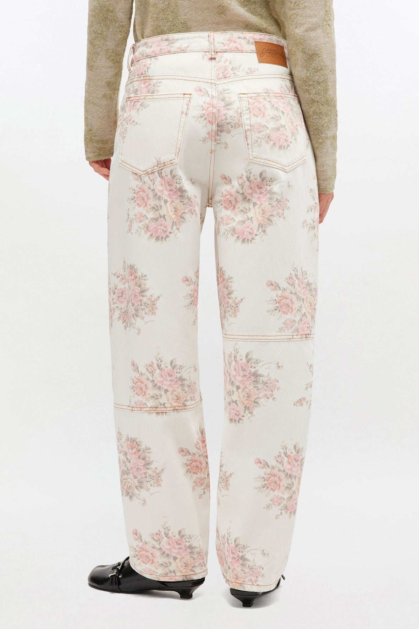 Floral Printed Stary Jeans | Egret