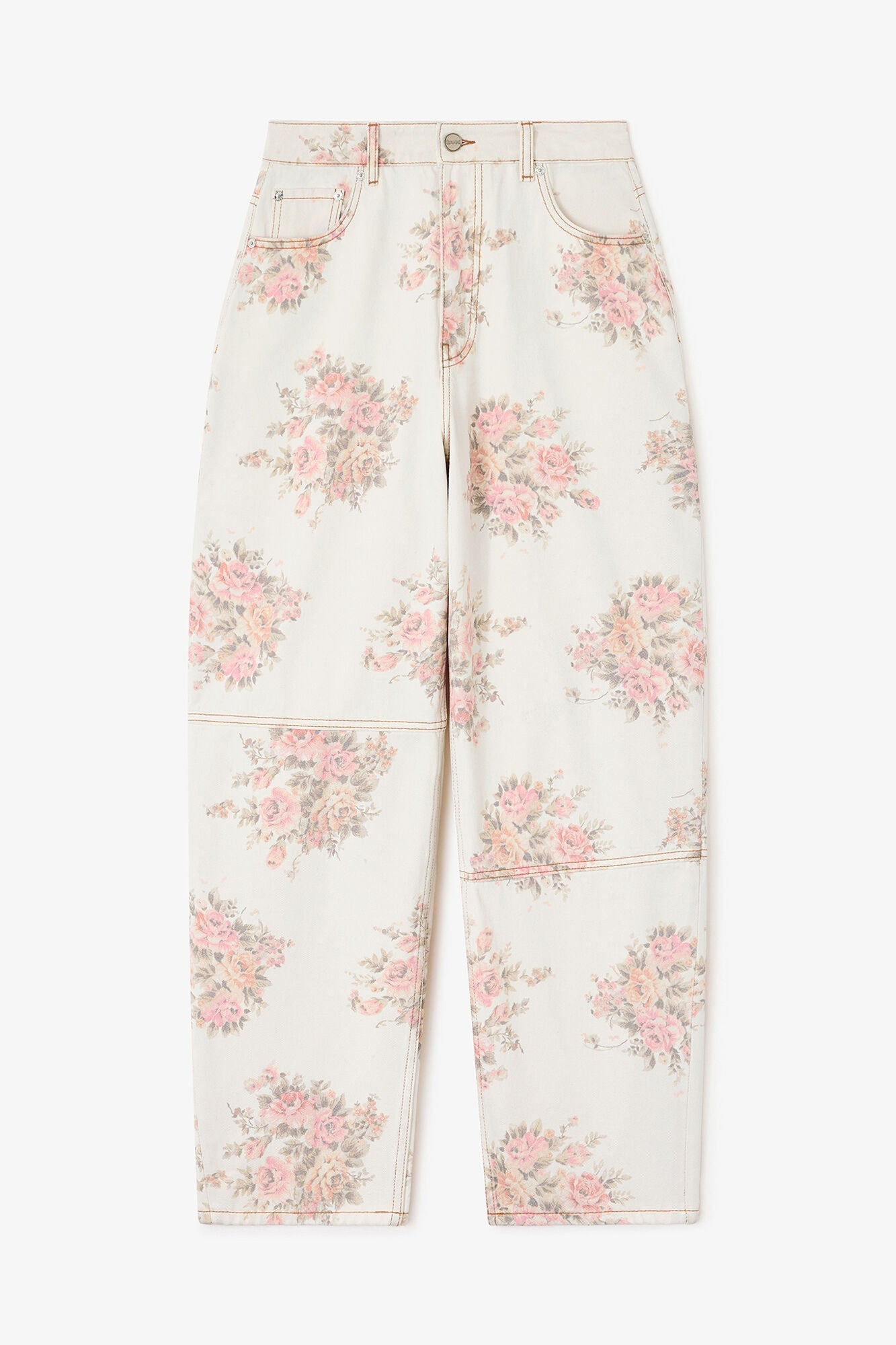 Floral Printed Stary Jeans | Egret