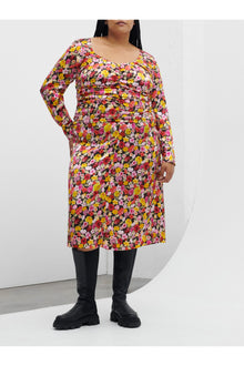 Floral Silk Blend Gather Dress | Mole