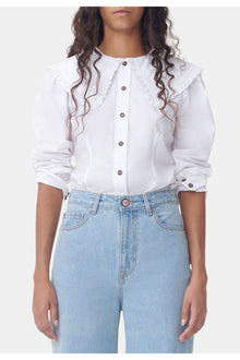 Frill Collar Poplin Shirt | Bright White