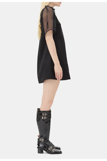 Fringed Organza Mini Dress | Black