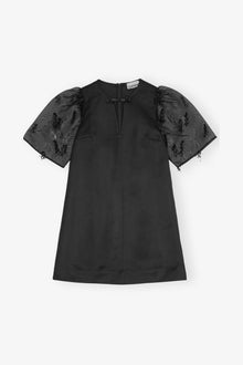 Fringed Organza Mini Dress | Black