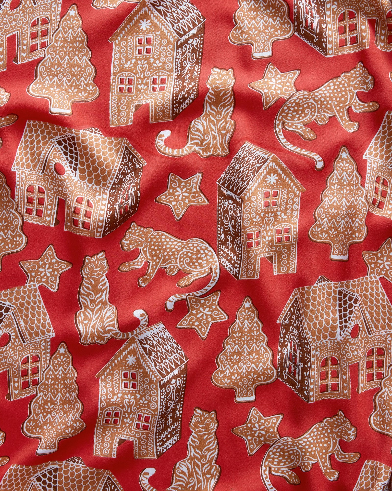 Gingerbread Party - Eco Satin Robe - Ruby - Printfresh