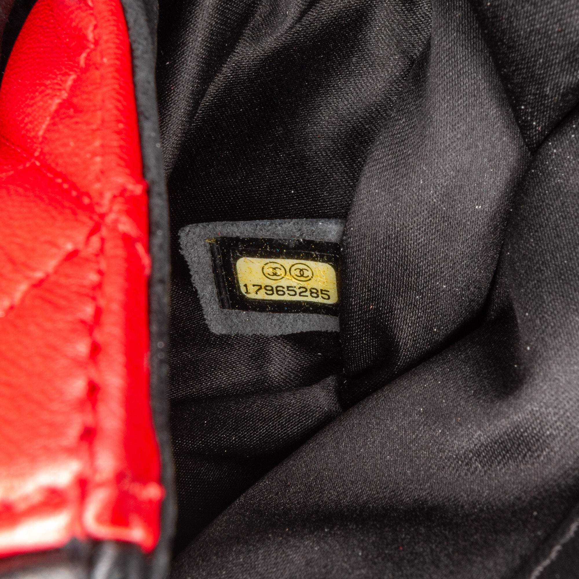 Chanel | Pre-Owned Mini Square Lambskin Graphic Flap Crossbody | Red/BlackBlack