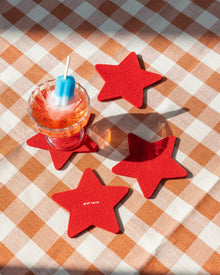 Merino Wool All-Star Coaster Solid 4 Pack | Red