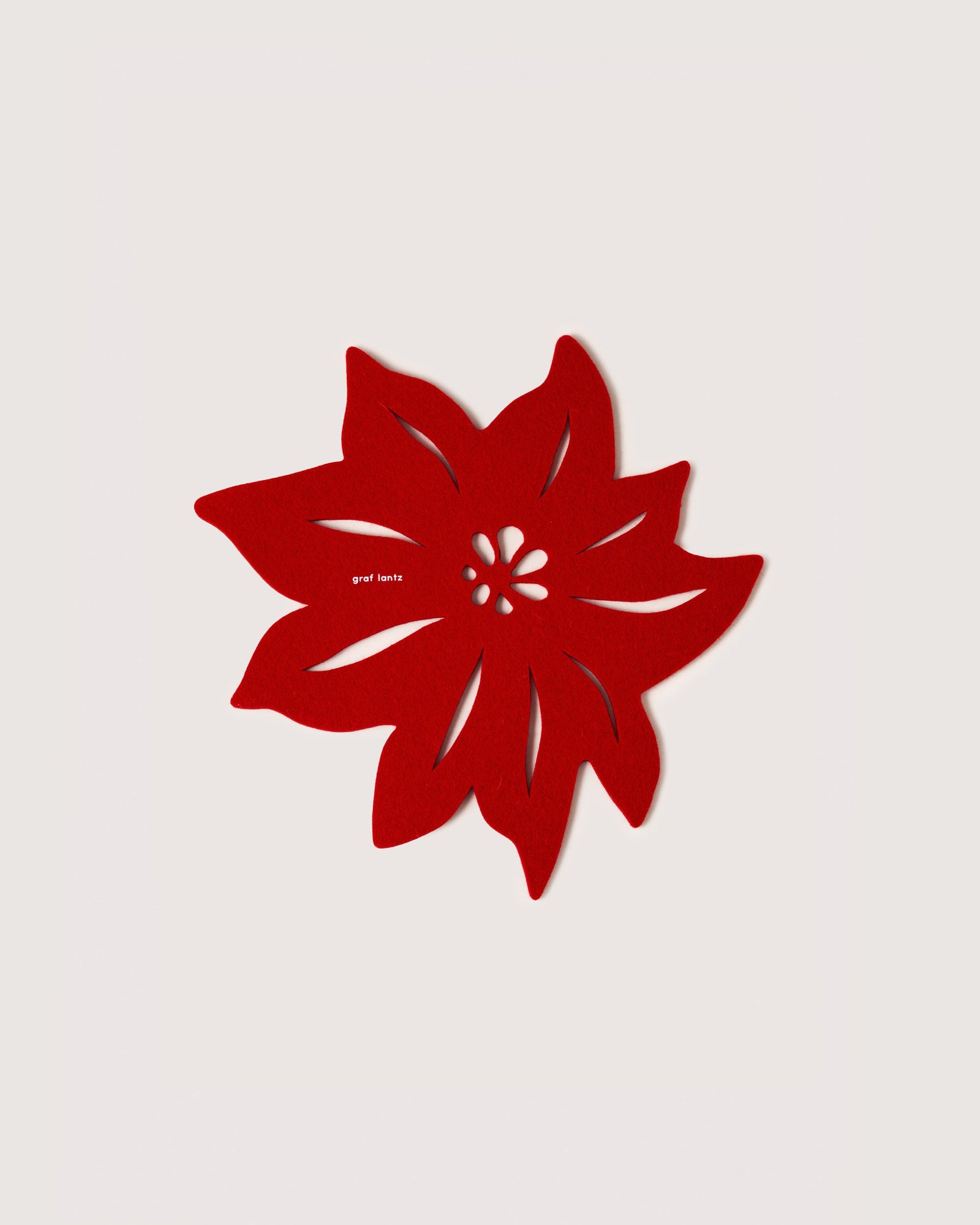 Merino Wool 10" Poinsettia Trivet | Red