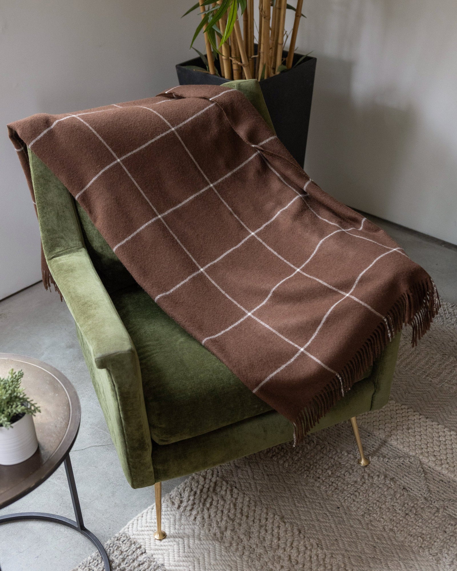Haus Baby Alpaca Throw | Nutmeg Grid