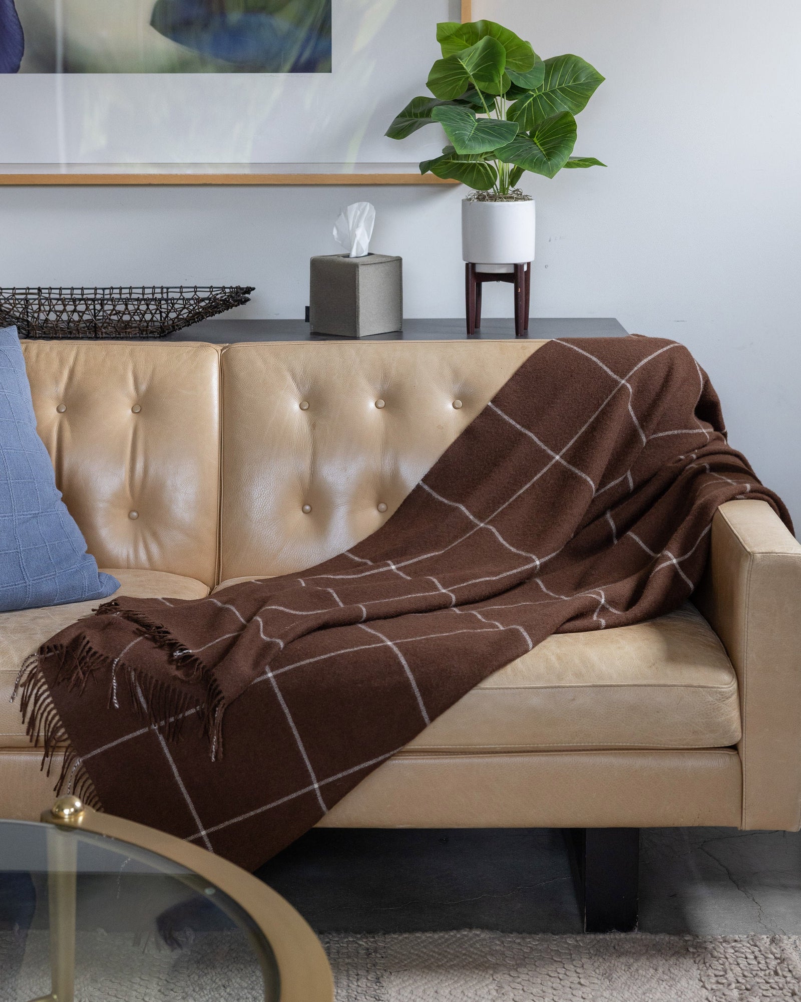 Haus Baby Alpaca Throw | Nutmeg Grid