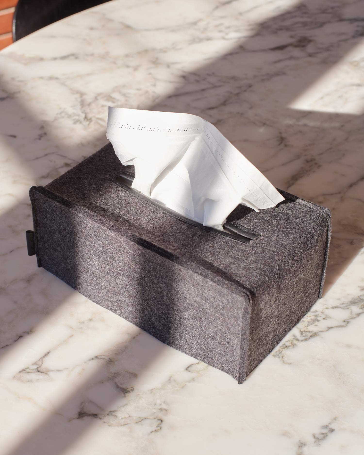 Merino Wool Large Tissue Box Cover | Charcoal