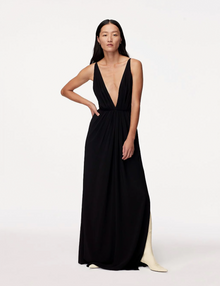 Another Tomorrow Gathered Gown in Black – Viscose Women's Dress