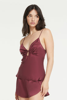 The Antoinette Cami Top in Maroon - 100% Silk by Ginia