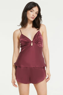 The Antoinette Cami Top in Maroon - 100% Silk by Ginia