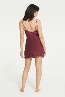 The Antoinette Short Slip in Maroon - 100% Silk by Ginia