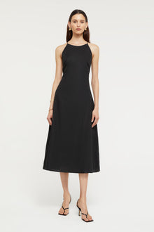 GINIA Frankie Flare Dress in Black 100% Linen