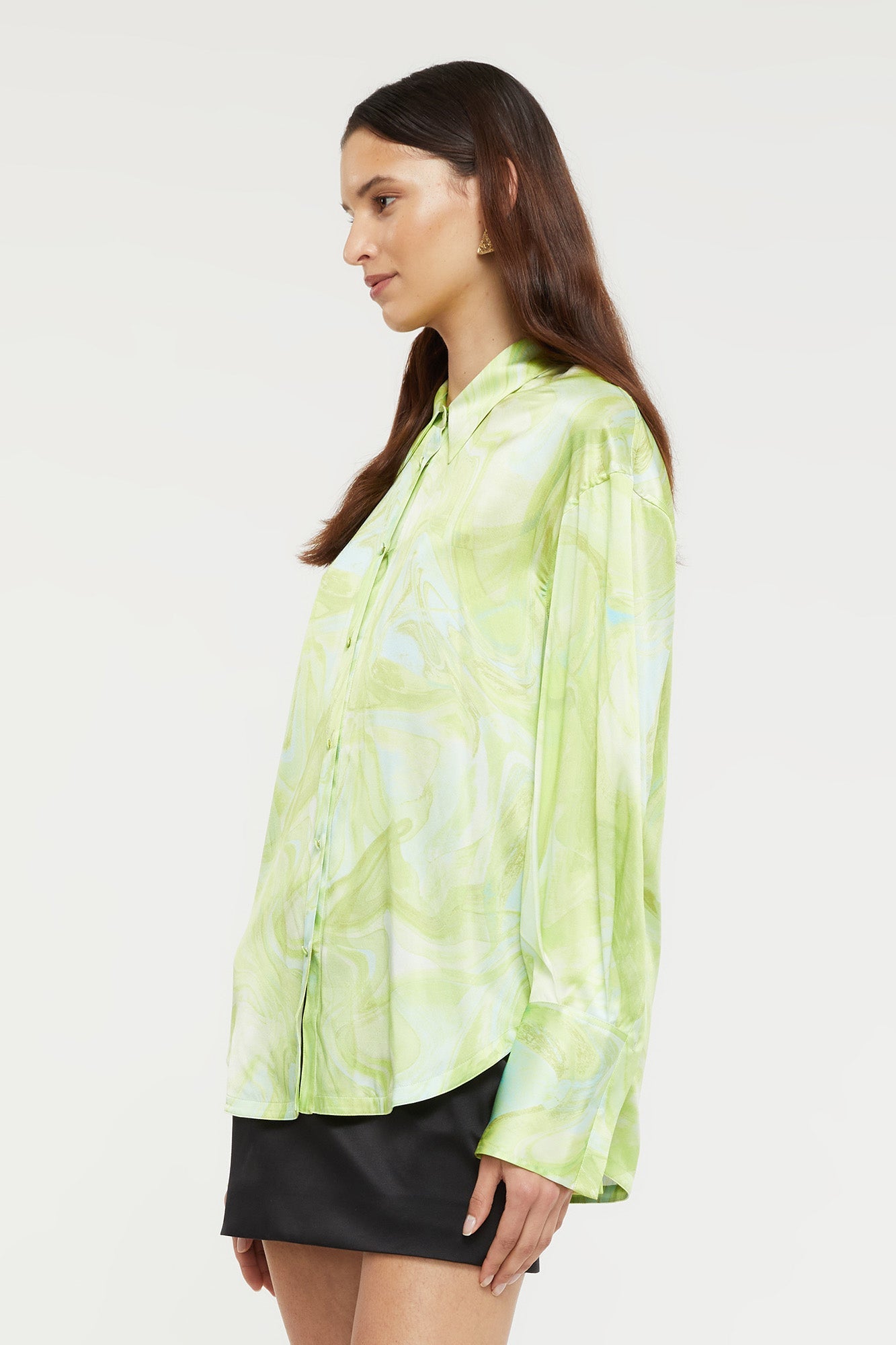 Gaia Shirt | Lime Swirl Print