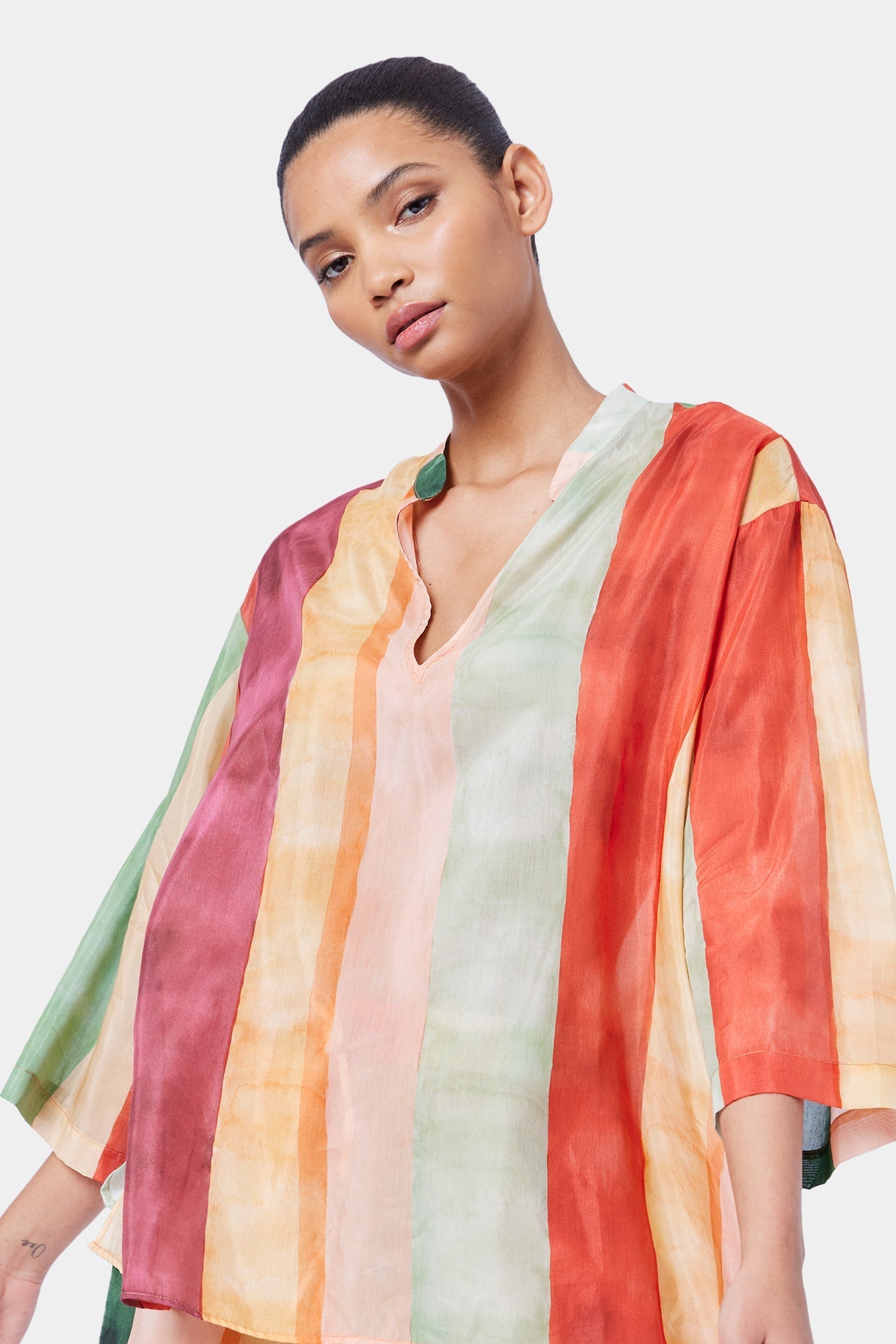 The Laos Stripe Cotton Tunic Dress By GINIA