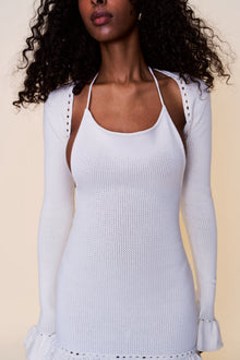 Womens | Crochet Ruffle Sleeve Bolero | White