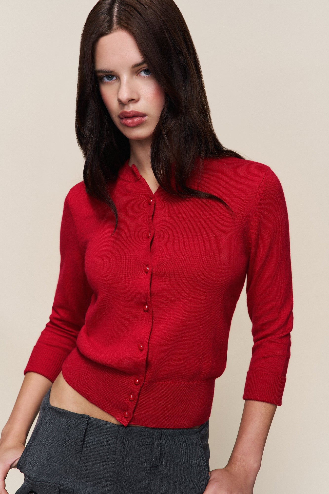 Womens | Emelie Wool Cardigan | Red Love