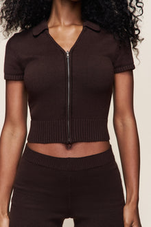Womens | Calesia Zip Up Top | Espresso
