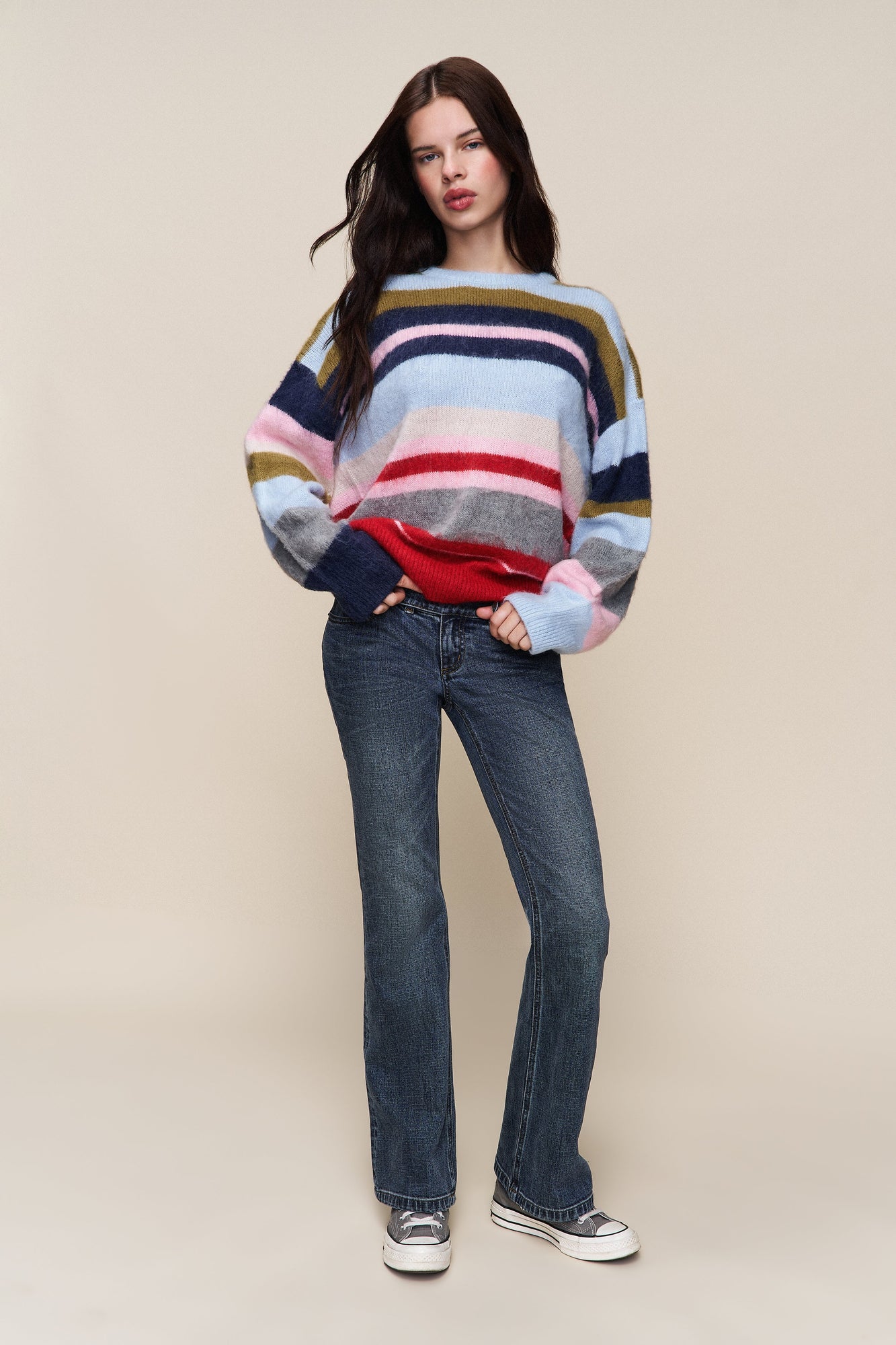 Womens | Hawley Oversized Stripe Wool Jumper | Blue