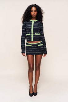 Womens | Carline Mini Skirt | Navy Green Stripe
