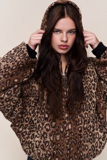 Womens | Charli Hooded Quilted Jacket | Leopard