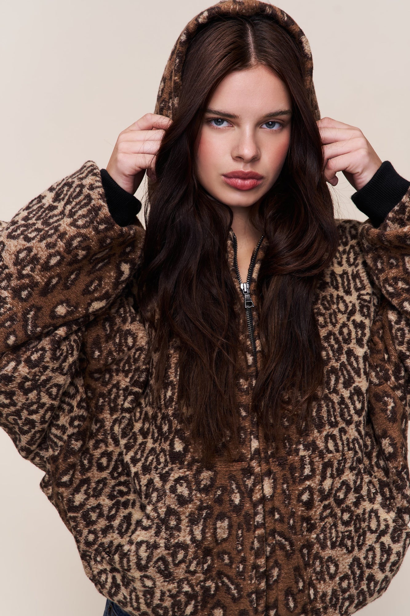 Womens | Charli Hooded Quilted Jacket | Leopard