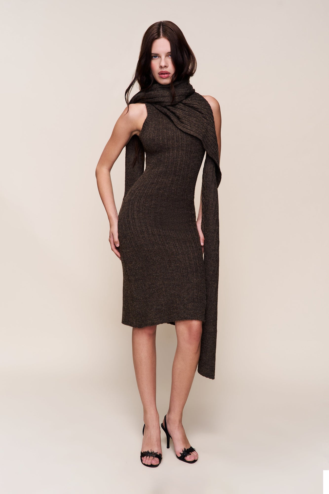 Womens | Hooded Knit Dress | Dark Olive
