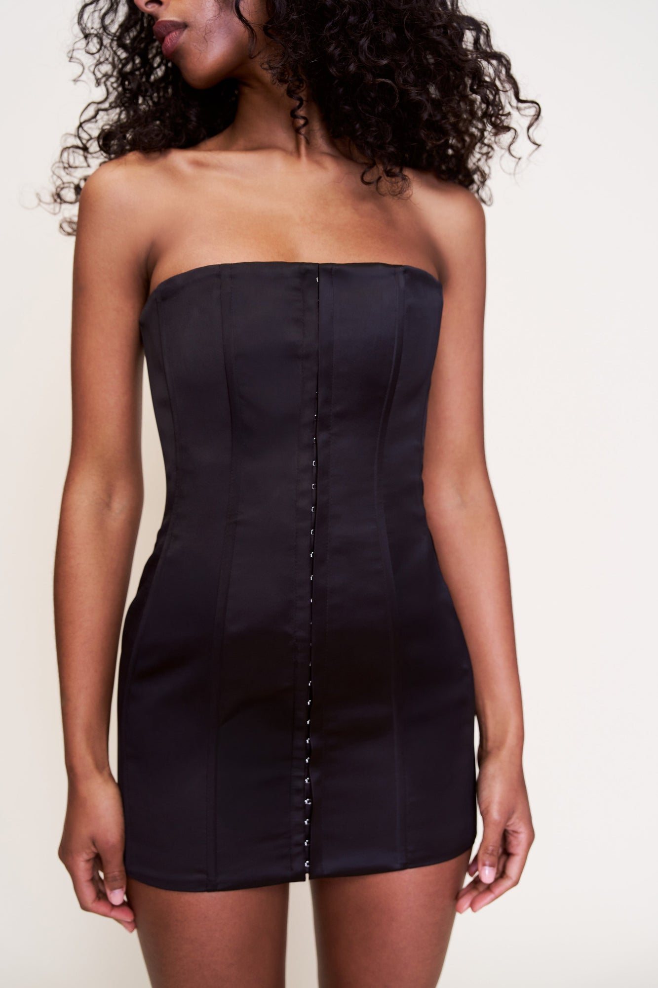 Satin Corset Dress - Black