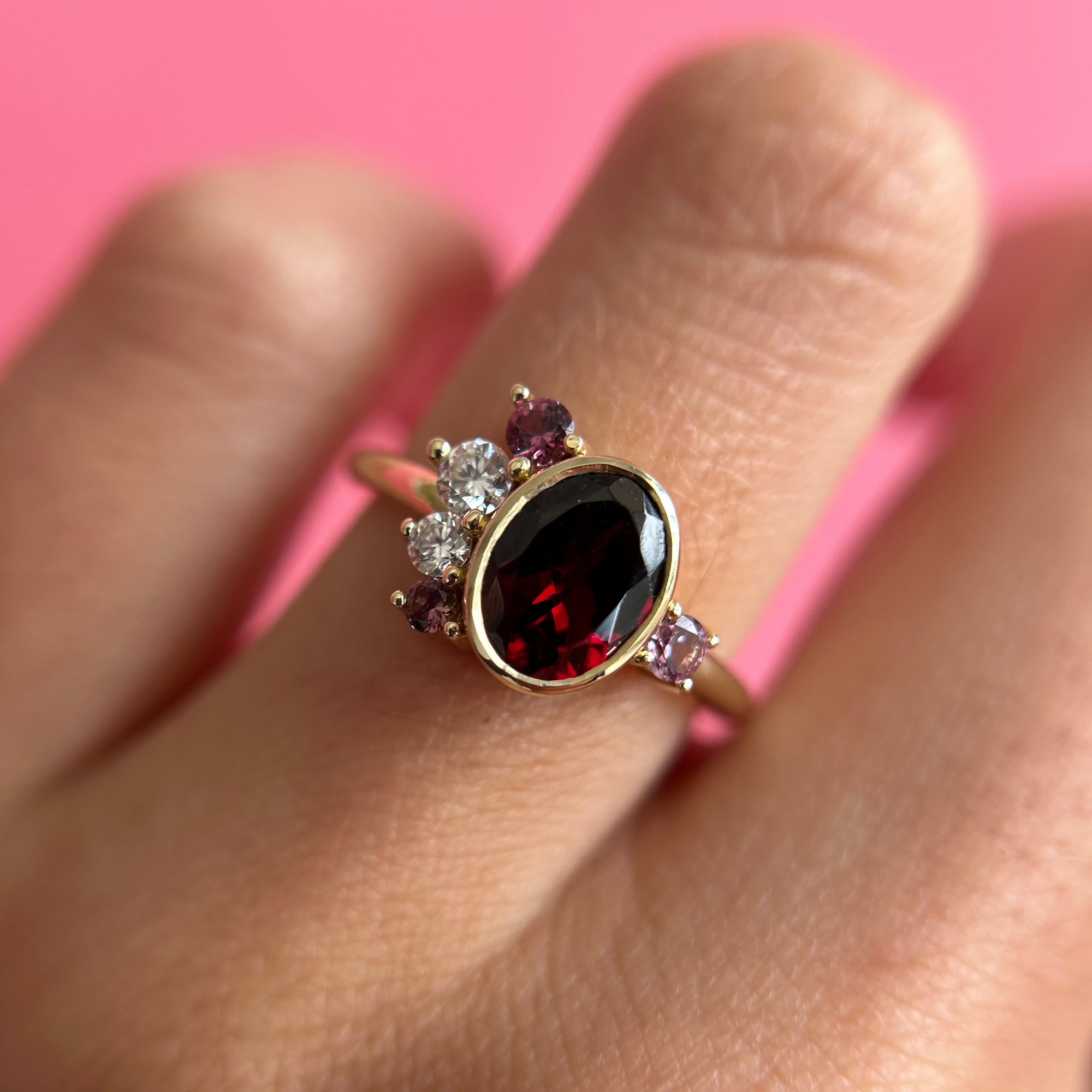 Women | Garnet Spray Ring | 14k Rose Gold