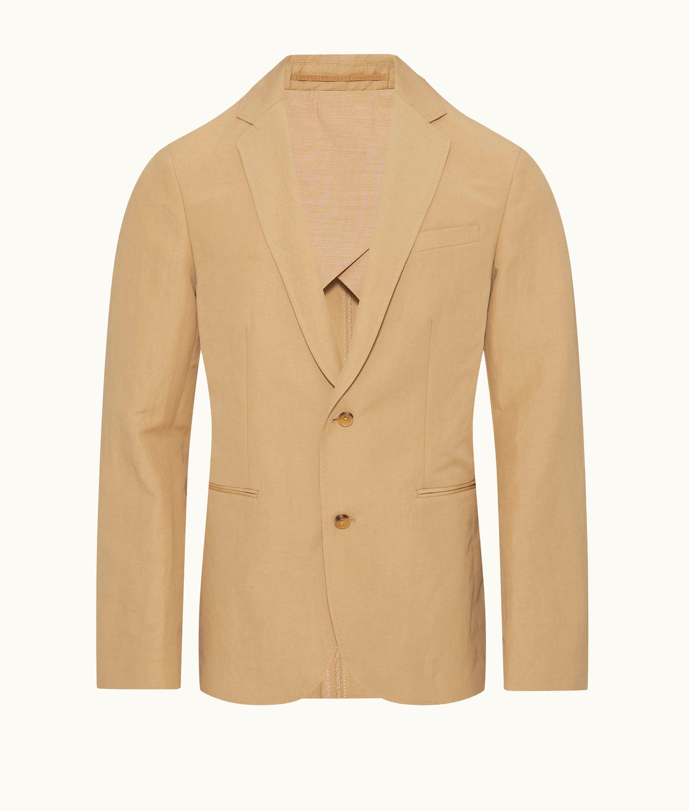 Garret Tailored Fit Unstructured Two-Button Linen & Cotton Blazer | Biscuit