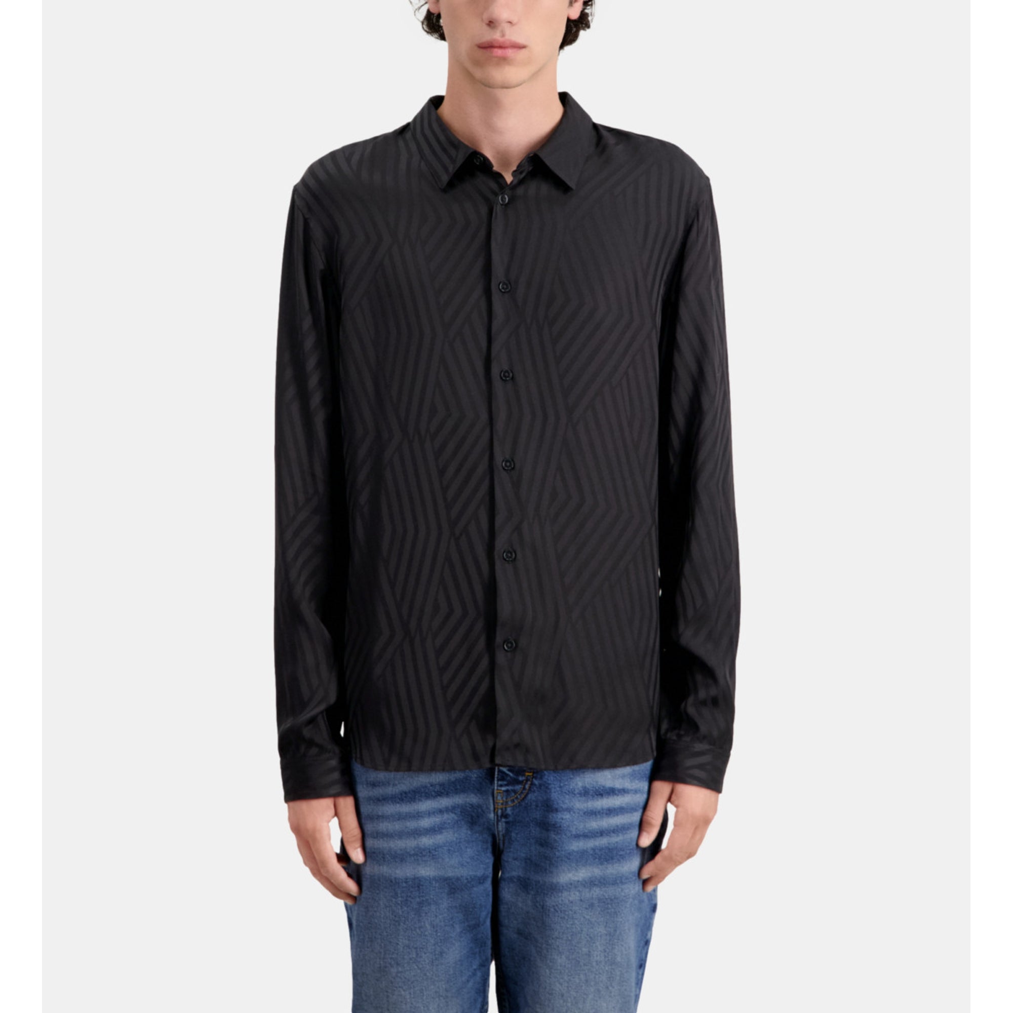 Geometric Jacquard Shirt | Men | Black