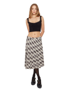 Womens | Gibson Pleated Skirt | Brown/Blue Plaid