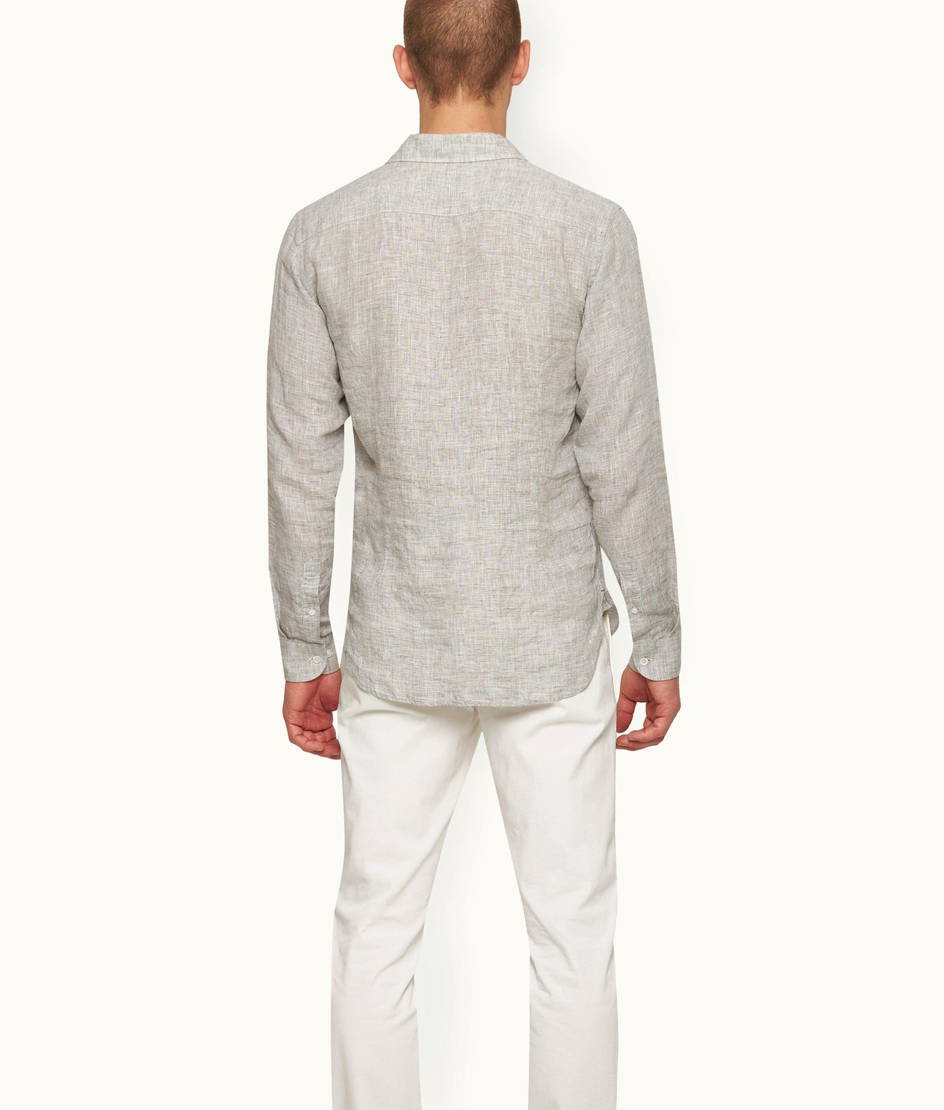 Giles Linen Classic Collar Tailored Fit Linen Shirt | Graphite/White