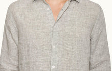 Giles Linen Classic Collar Tailored Fit Linen Shirt | Graphite/White