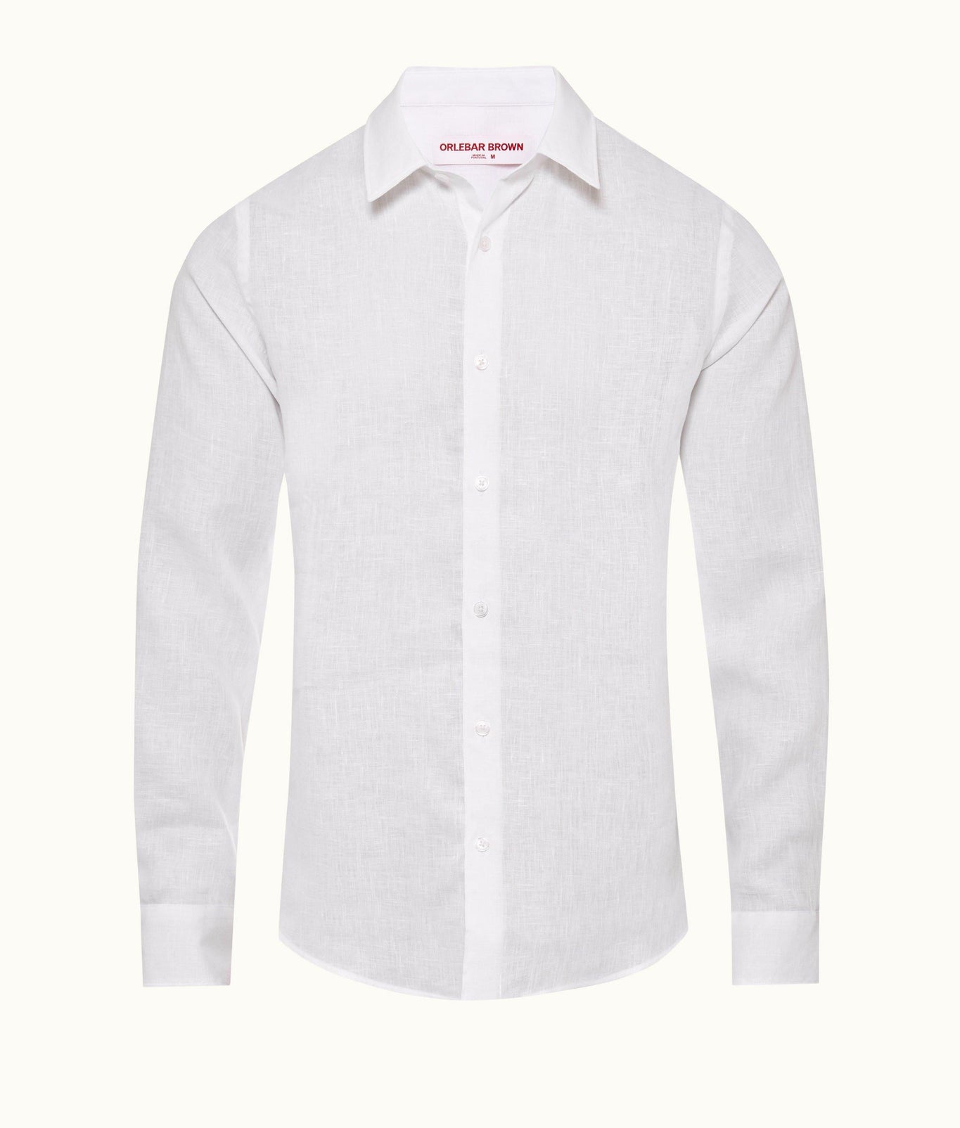 Giles Linen Tailored Fit Classic Collar Linen Shirt | Matchstick/White