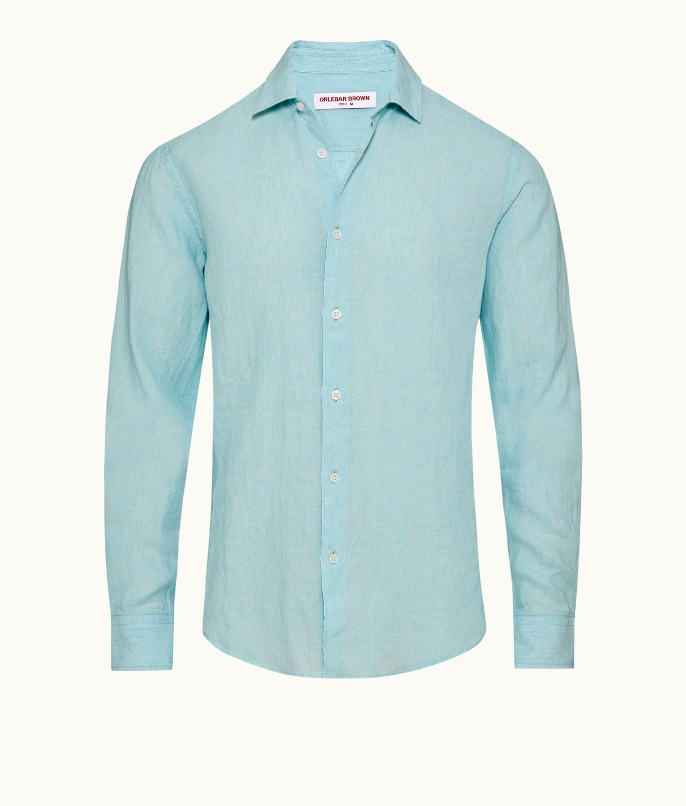 Giles Lino Tailored Fit Classic Collar Linen Shirt Woven | Light Sky Pool